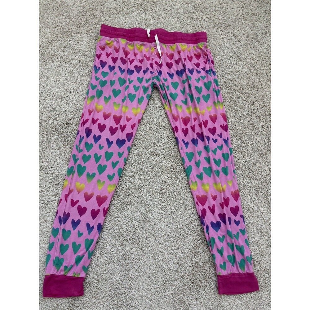 Little Sleepies Pink Ombré Hearts PJ Joggers Women’s M Cozycore Lounge Luxe - Picture 2 of 6